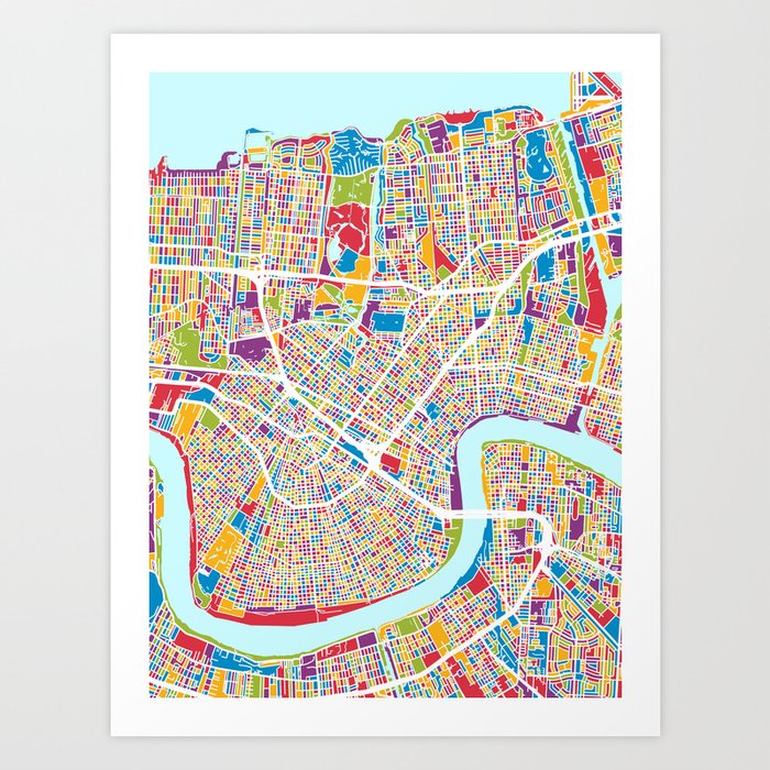 Fresh new Orleans Road Map Artwork Print picture relating to Printable Map of New Orleans identify Fresh Orleans Road Map Artwork Print